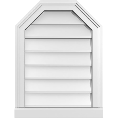 Ekena Millwork Octagonal Top Surface Mount PVC Gable Vent w/ 2"W x 2"P Brickmould Sill Frame, 18"W x 24"H GVPOT18X2403SN